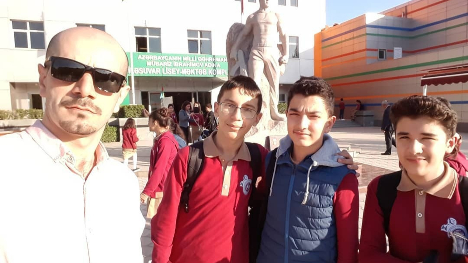 Teacher with students in Azerbaijan