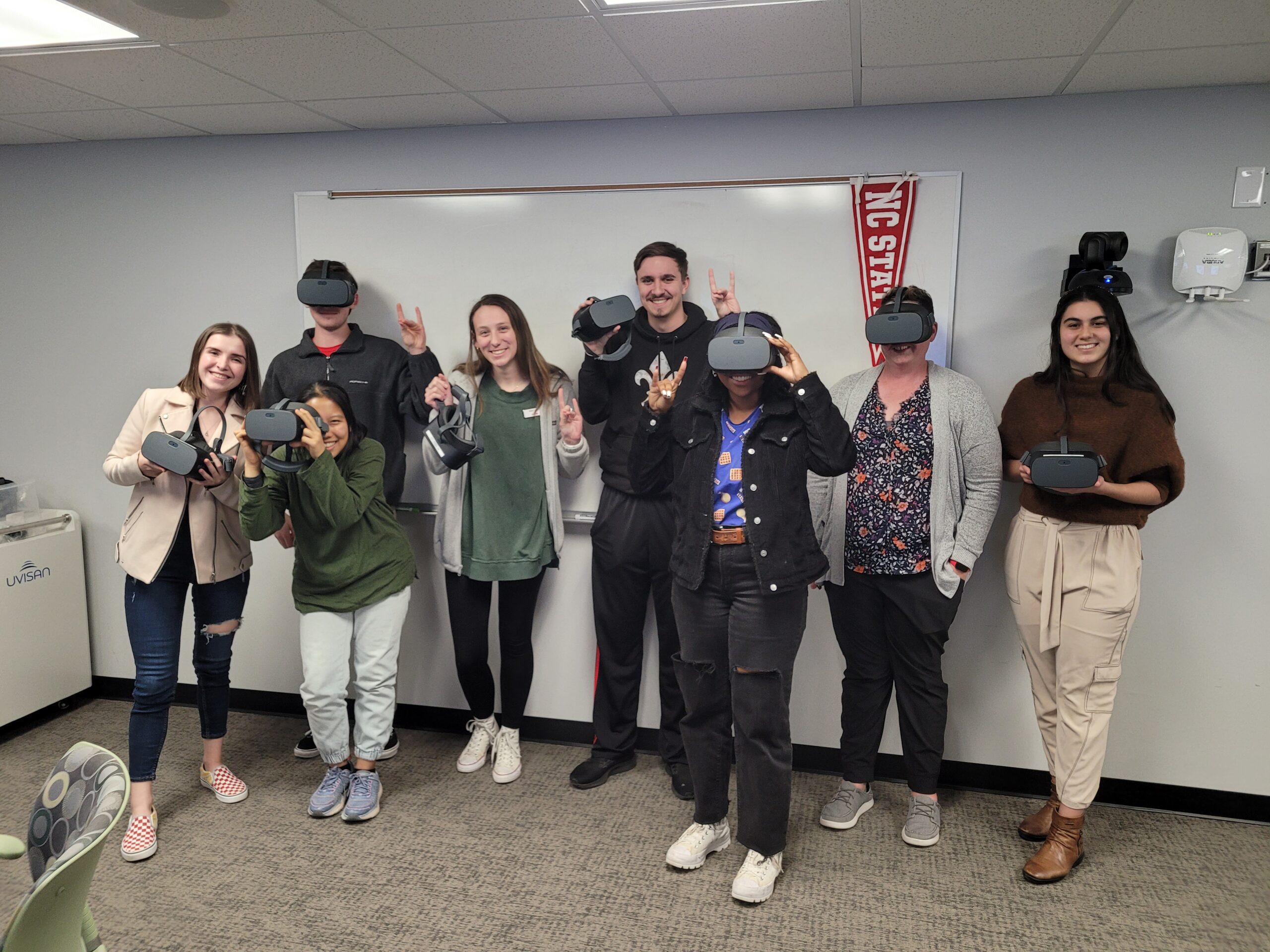 students with pico vr headsets