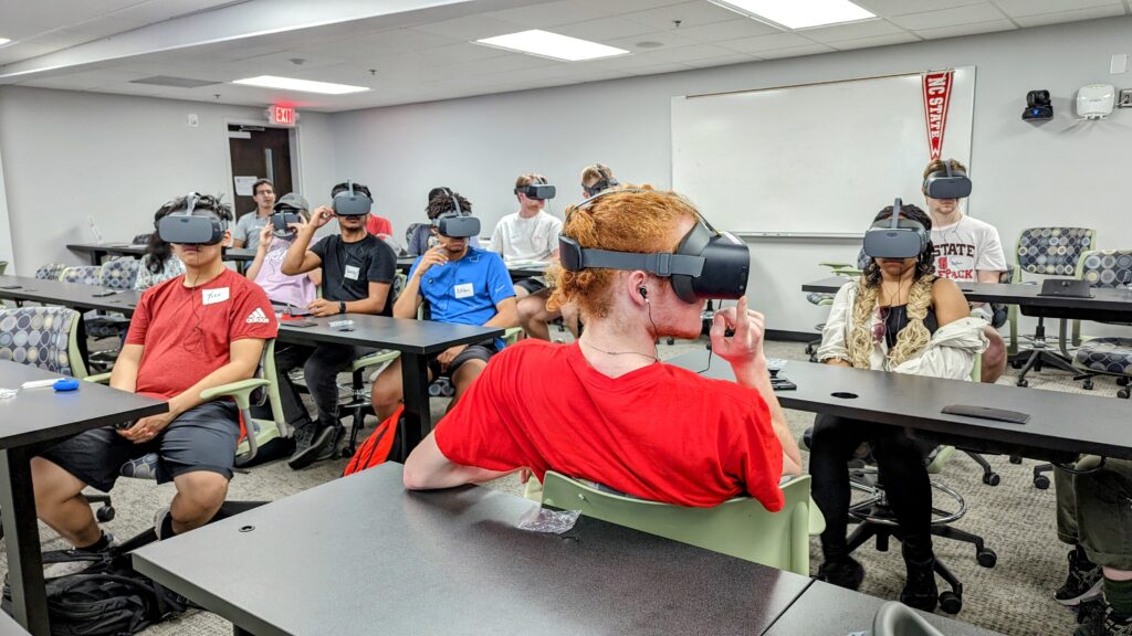 students in vr headsets